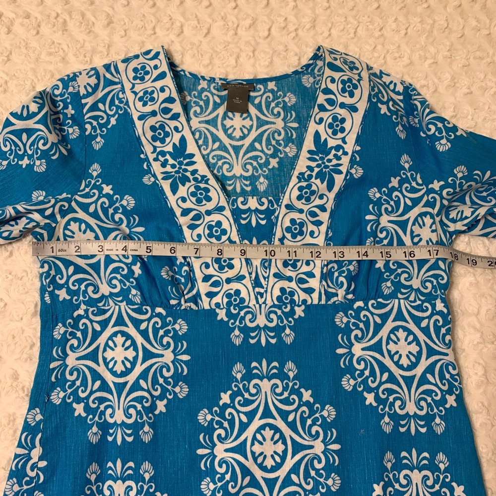 Ann Taylor Linen/Cotton 3/4 Sleeve Shift Dress Sz M - Picture 8 of 10